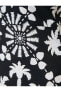 İnce Askılı Midi Çiçekli Elbise Keten Karışımlı Yırtmaç Detaylı Arkası Bağlamalı