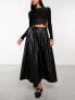 ASOS DESIGN faux leather full prom midi skirt in black