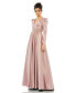 ფოტო #1 პროდუქტის Women's Satin Long Sleeve V Neck A Line Gown