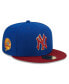 Men's Royal, Red New York Yankees Logo Primary Jewel Gold Undervisor 59FIFTY Fitted Hat