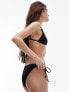 Фото #7 товара Topshop textured tie side bikini bottoms with bead detail in black