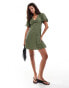 Nobody's Child Liza puff mini dress in green gingham