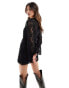 NA-KD deep v neck lace mini dress in black