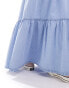 Фото #4 товара Miss Selfridge chambray tiered maxi skirt in acid blue wash