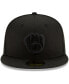 Фото #4 товара Men's Black Milwaukee Brewers Black on Black 59FIFTY Fitted Hat