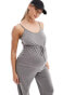 Mamalicious Maternity jersey tie waist jumpsuit in charcoal melange