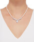 ფოტო #3 პროდუქტის Cultured Freshwater Pearl (5-6mm) Cubic Zirconia 17" Statement Necklace in Sterling Silver