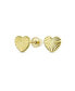 Фото #1 товара Minimalist Tiny Simple10K Yellow Gold Textured Heart Stud Earrings For Women Secure Screw Back 4MM