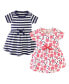 ფოტო #1 პროდუქტის Toddler Girls Organic Cotton Short-Sleeve Dresses 2pk, Coral Rose