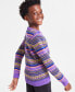 ფოტო #2 პროდუქტის Holiday Lane Big Boys Bright Stripe Fair Isle Sweater, Created for Macy's