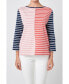 Фото #1 товара Women's Striped Color Blocked 3/4 Length Sleeve Tee