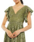 ფოტო #3 პროდუქტის Women's Embroidered Flutter Sleeve V-Neck Gown