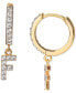 ფოტო #5 პროდუქტის Cubic Zirconia Initial Dangle Hoop Earrings in 18k Gold-Plated Sterling Silver, Created for Macy's