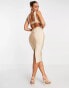 Фото #2 товара ASOS DESIGN bodycon bandage midi dress with cut out in blush