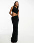 ASOS DESIGN slinky cut out maxi dress with contrast binding in black