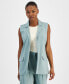 Фото #1 товара Petite Open-Front Long Vest, Created for Macy's