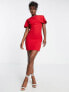 Trendyol flutter sleeve mini dress in red