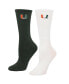 Фото #2 товара Women's Green, White Miami Hurricanes 2-Pack Quarter-Length Socks