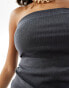 Фото #3 товара New Look stripe bandeau top in dark grey