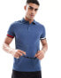 Фото #1 товара Tommy Hilfiger logo cuff slim fit polo in mid blue