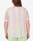Plus Size Miami Beach Vertical Striped Top with Necklace