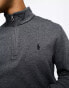 Фото #3 товара Polo Ralph Lauren icon logo half zip double knit sweatshirt in charcoal marl