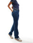 Фото #5 товара Pieces Kelly mid rise straight leg jeans in dark blue denim