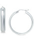 ფოტო #1 პროდუქტის Medium Polished Hoop Earrings in Sterling Silver, 35mm, Created for Macy's