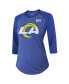 Women's Threads Matthew Stafford Royal Los Angeles Rams Super Bowl LVI Name Number Raglan 3/4 Sleeve T-shirt
