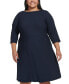Фото #4 товара Plus Size 3/4-Sleeve Textured Knit Dress