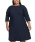 ფოტო #4 პროდუქტის Plus Size 3/4-Sleeve Textured Knit Dress