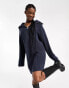 Фото #1 товара Weekday Grace half zip mini jumper dress in dark blue exclusive to ASOS