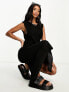 Фото #2 товара ASOS DESIGN Petite knitted relaxed midi dress in rib in black