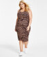 ფოტო #1 პროდუქტის Plus Size Zebra-Print Bodycon Midi Dress, Created for Macy's