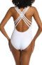 La Blanca Womens Cross Back One-Piece Swimsuit in White, Size 14 - фото #2