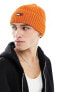 Tommy Jeans ribbed flag logo beanie in orange