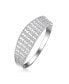 ფოტო #3 პროდუქტის Sterling Silver with White Gold Plated Clear Round Cubic Zirconia Flower Style Bangle Bracelet