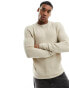 ONLY & SONS crew neck textured knit jumper in beige