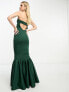 Фото #2 товара ASOS DESIGN Tall bandeau peplum hem maxi dress in dark green