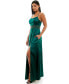 Juniors' Floral-Appliqué Side-Slit Gown