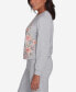 Casual Fridays Women's Cozy Floral Embroidered Long Sleeve Top