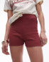 Фото #1 товара Topshop acid wash rib knicker short in burgundy