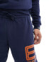 Armani EA7 large side neon logo sweat shorts in navy co-ord Синий, XS - W28.6 - фото #4