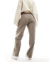 Фото #3 товара Bershka tie waist wide leg trousers in light brown