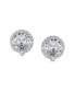 Фото #7 товара Traditional Classic 2CT Brilliant Cut Round AAA CZ Cubic Zirconia Solitaire Halo Clip On Stud Earrings For Women Non Pierced 7MM