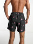 Фото #2 товара Hollister 5inch guard flamingo print swim shorts in black