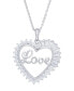 ფოტო #3 პროდუქტის Cubic Zirconia 'Love' Heart Pendant Necklace in Fine Silver Plate