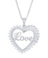 Cubic Zirconia 'Love' Heart Pendant Necklace in Fine Silver Plate