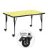 Фото #1 товара Mobile 24''W X 48''L Rectangular Yellow Thermal Laminate Activity Table - Height Adjustable Short Legs