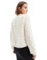 Фото #4 товара YAS long sleeve feather detail top in birch - CREAM